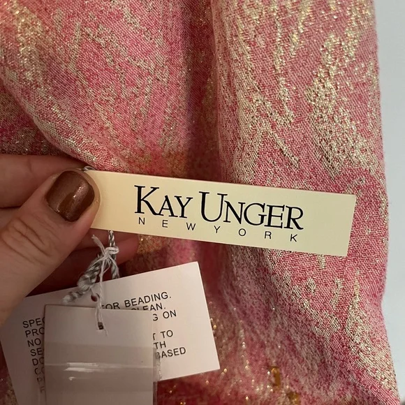 NWT Kay Unger Pink and Gold Women's Blazer and Skirt Set - Picture 2 of 5